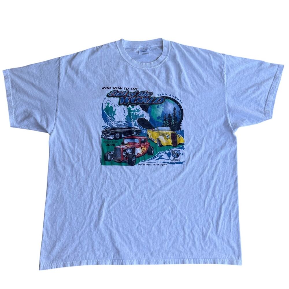 Vintage Washington Ocean Park Hot Rod 2006 Car Show ONP White Shirt Size 2XL